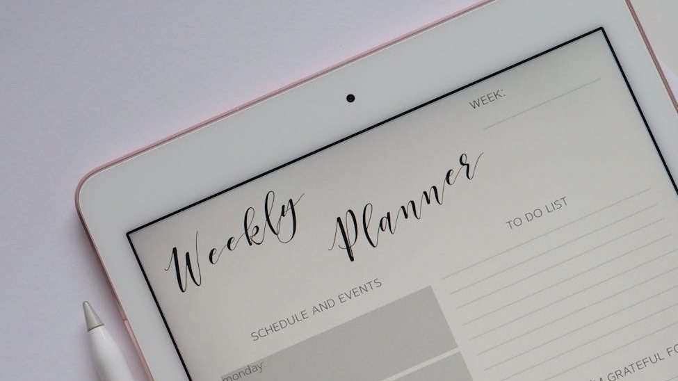 An iPad showing a weekly planner